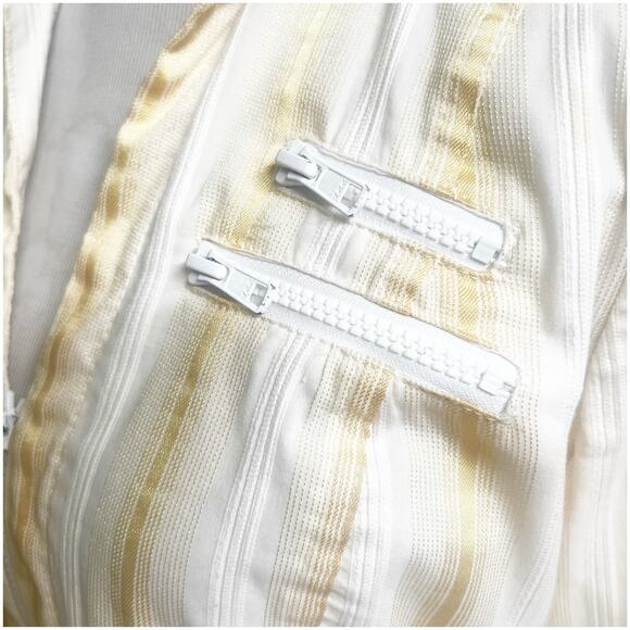 Cache Vintage Y2K Zipper Front Shirt Metallic Stripe Size Large Yellow White - Picture 8 of 14